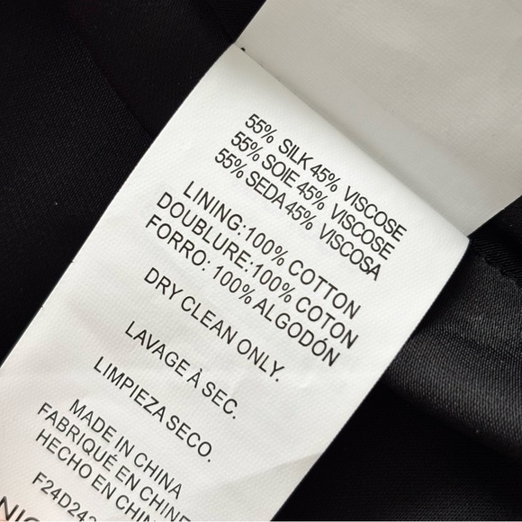 NICHOLAS Finley Silk Asymmetrical Draped Black Poppy Floral Midi Dress--4 - Picture 15 of 16